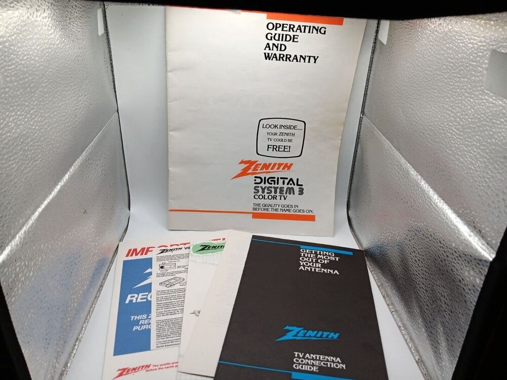 Zenith VHS VCR Operating Guide & Zenith Advanced System 3 Color TV guide Antenna